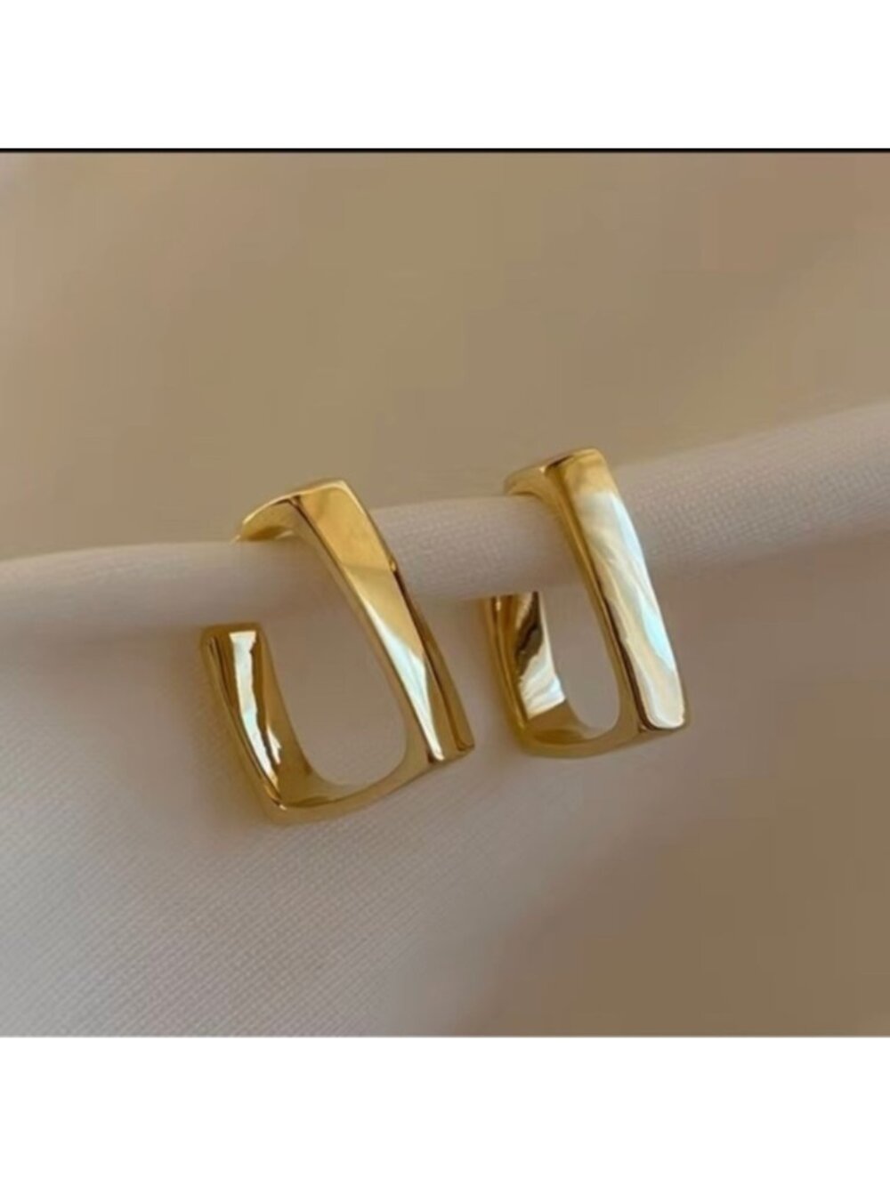 Gold Geometric Hoop Earrings - Picture 3 of 3